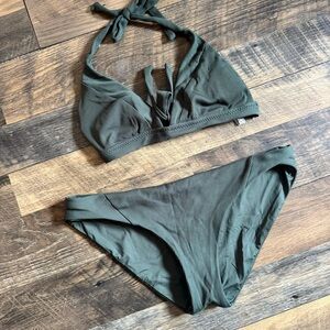 BECCA Olive Ribbed Bikini Set